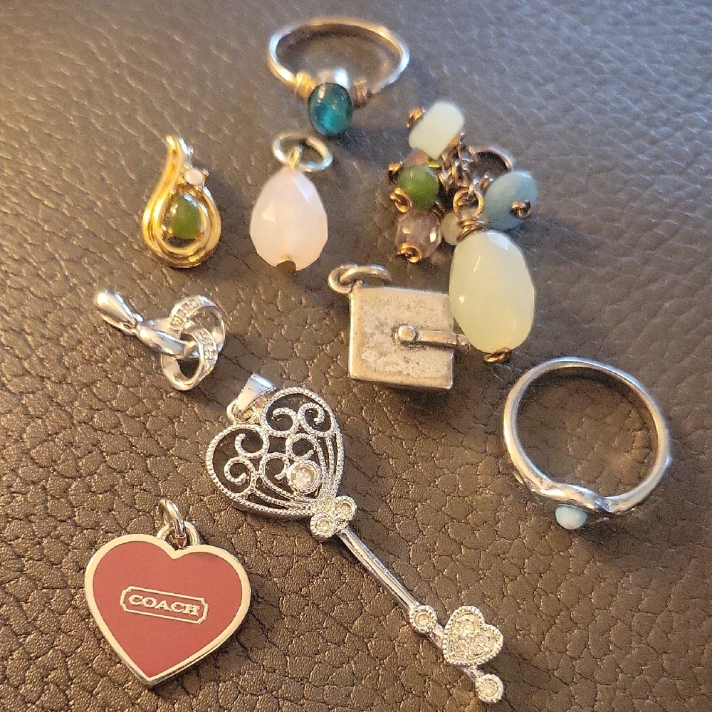 Lot of Sterling and Coach Pendant Costume Jewelry
